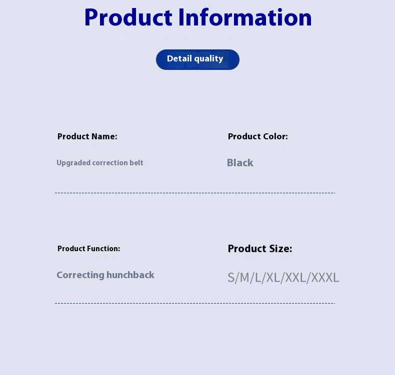 Product information: black, correcting hunchback, sizes S to XXXL