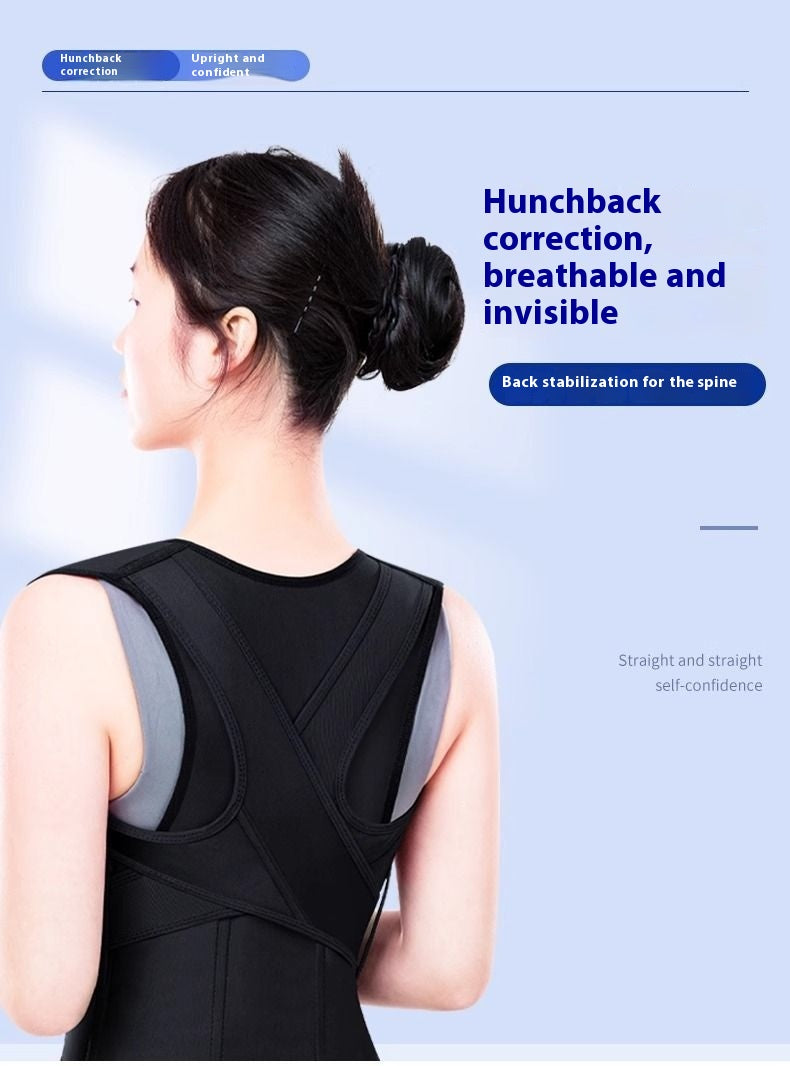 Posture corrector worn on the back, shoulders drawn back